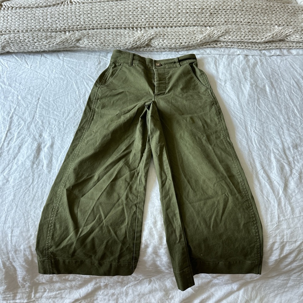 Madewell Womens wide pants in Forest Green - Picture 2 of 3